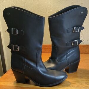 Harley-Davidson Black Heeled Boots with Buckle Straps
